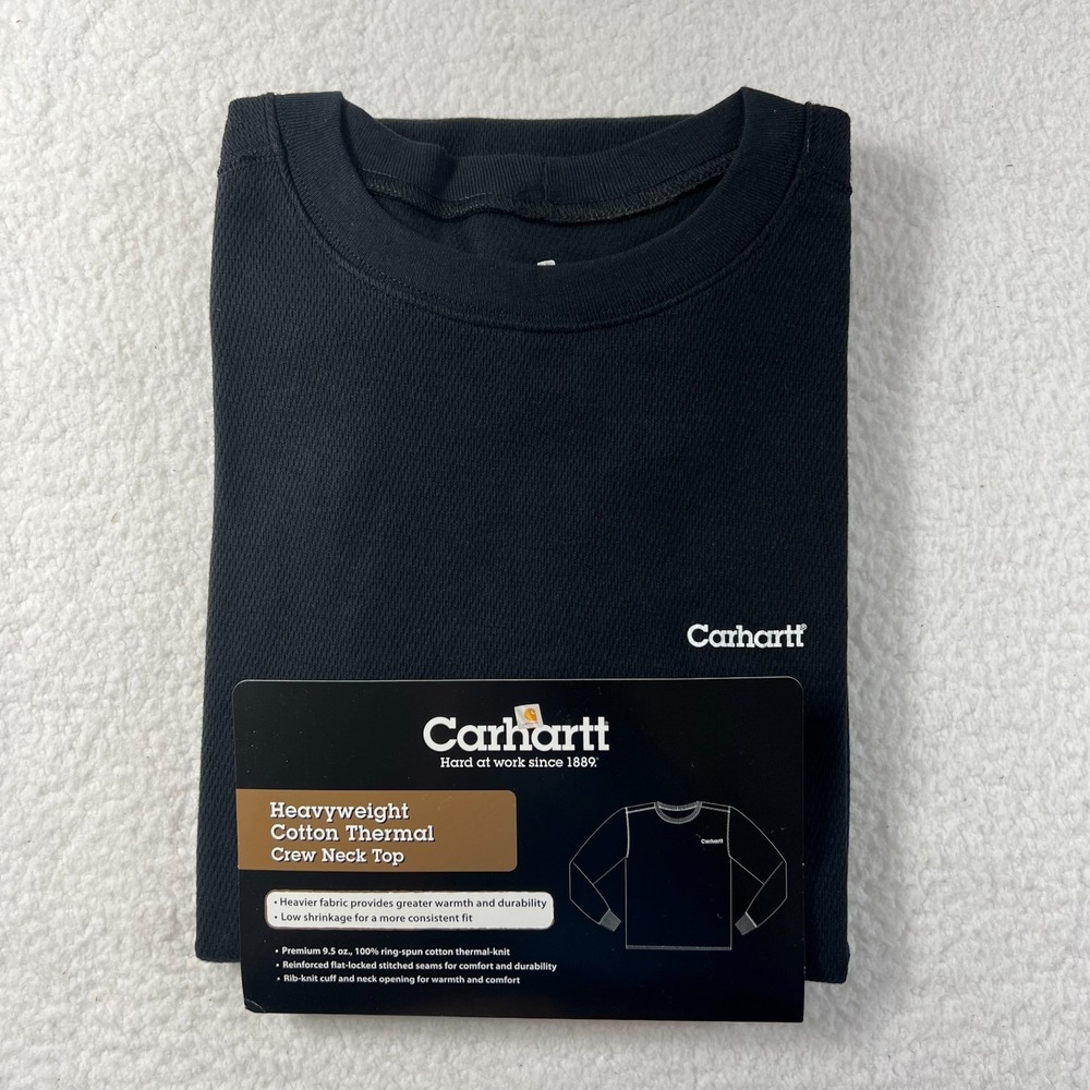 Carhartt Heavyweight Cotton Thermal Crewneck Top Black Men's Size S VTG NWT - Picture 15 of 16